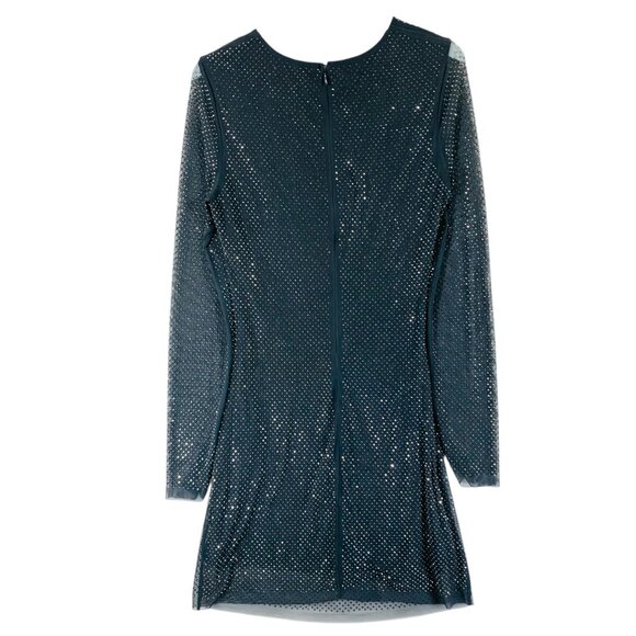 Rhinestone-embellished dress dark grey long sleeve mesh sz S H&M - Picture 5 of 16